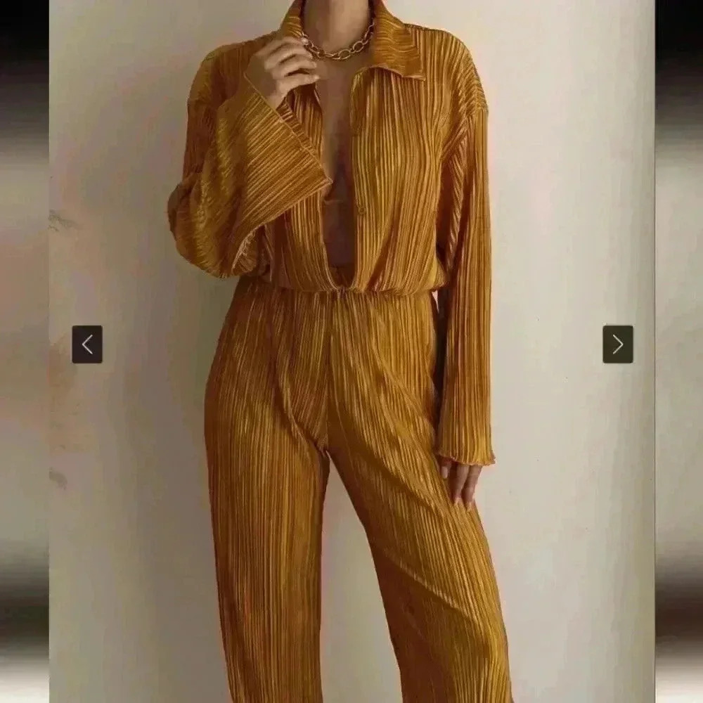 Rachel Roy 2pc golden pleated pants set